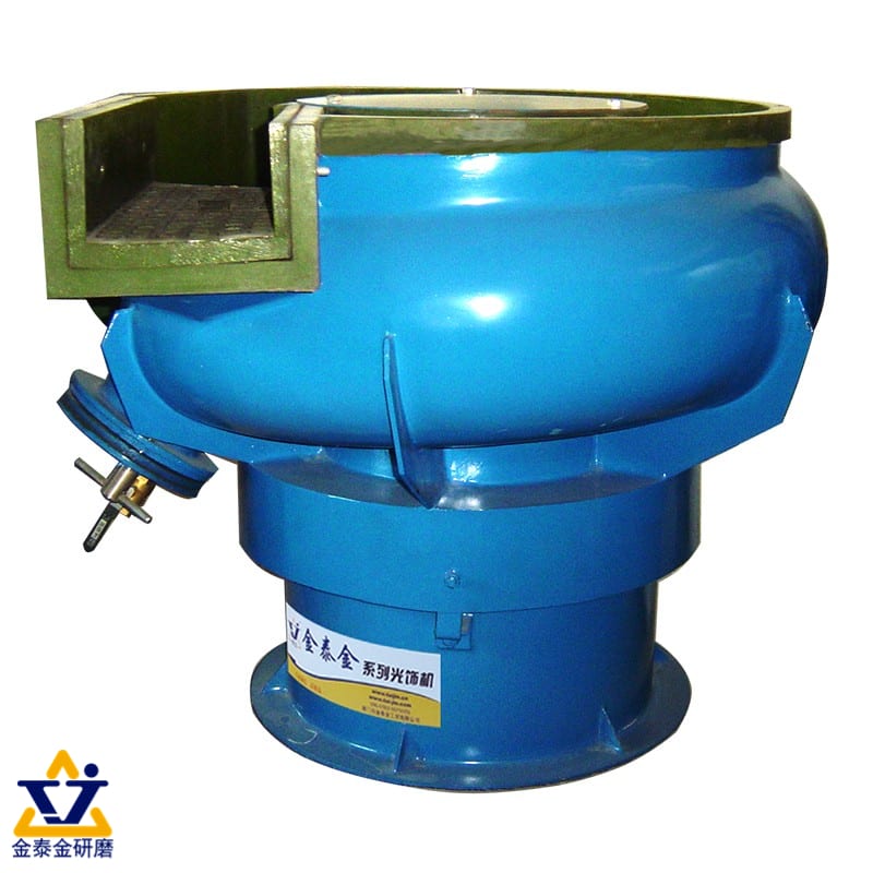 The image shows a blue vibrating screen with a white background and a logo at the bottom left corner. It appears to be a dust collector, used to separate dust particles from other materials.