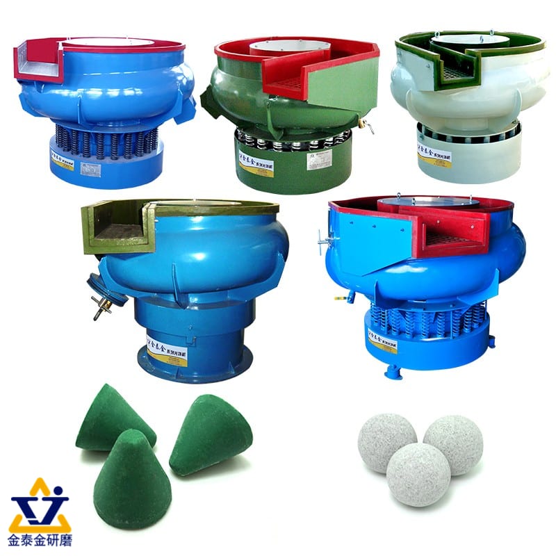 The image shows a group of different types of vibrating sieve machines on a white background, with a logo and text at the bottom left corner. The machines appear to be used for sand making, as indicat